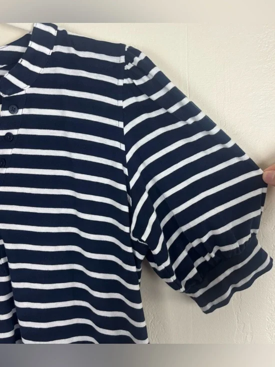 Rails Jewel Stripe Cotton Puff Sleeve Top Women’s Size Medium Navy & White - Picture 3 of 7